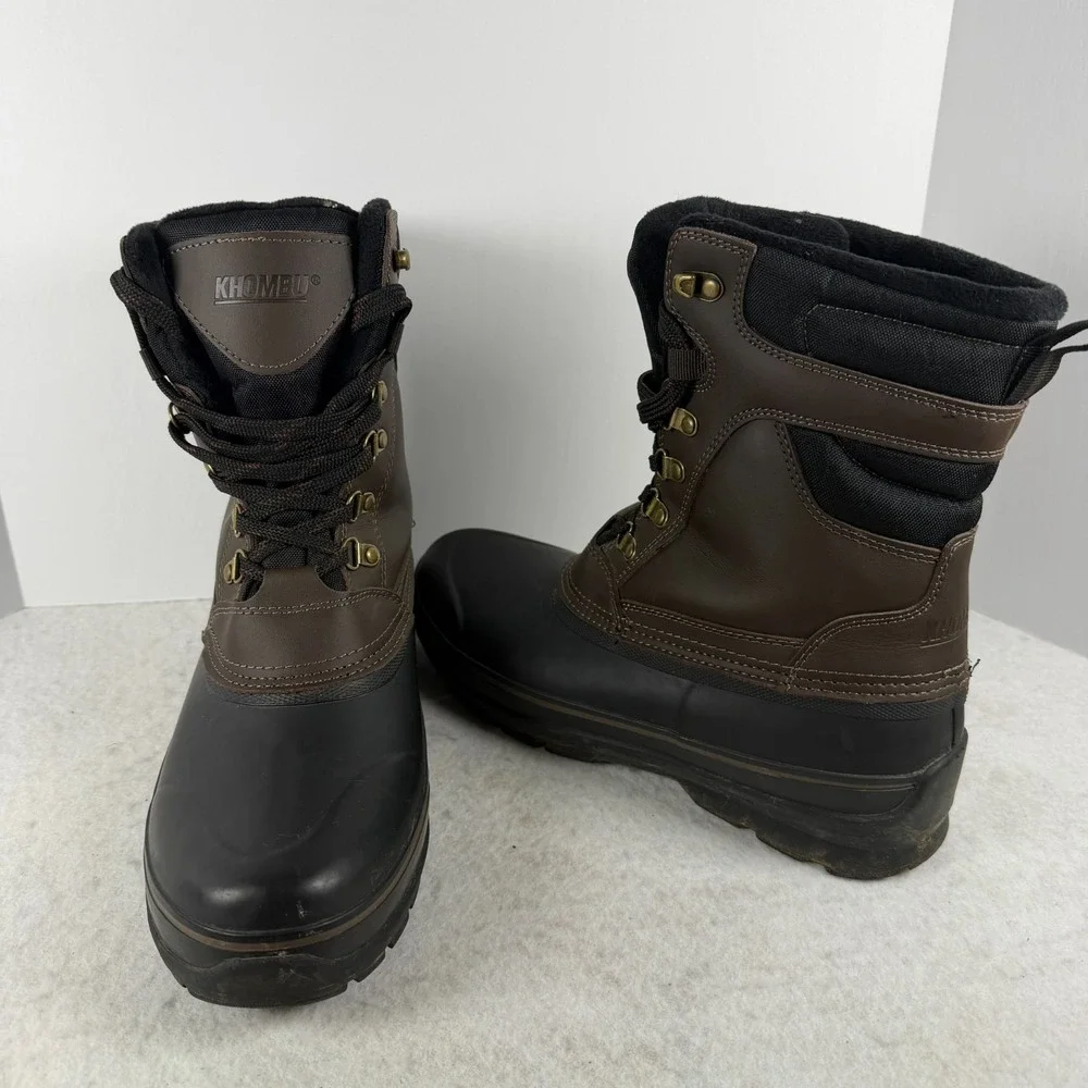 Khombu Kenny Men's Winter Boots Size 9 Brown Black Waterproof Snow Duck Boots